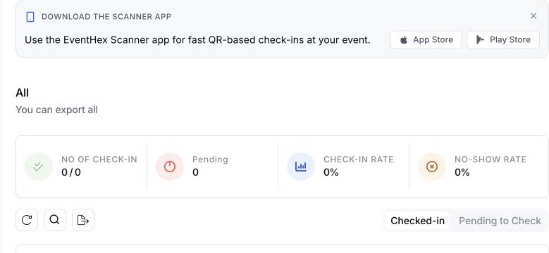 EventHex event attendance overview