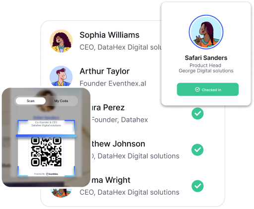 EventHex QR check-in scan validation screen