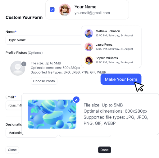 Custom event registration form builder with conditional logic