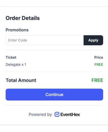 EventHex checkout order details