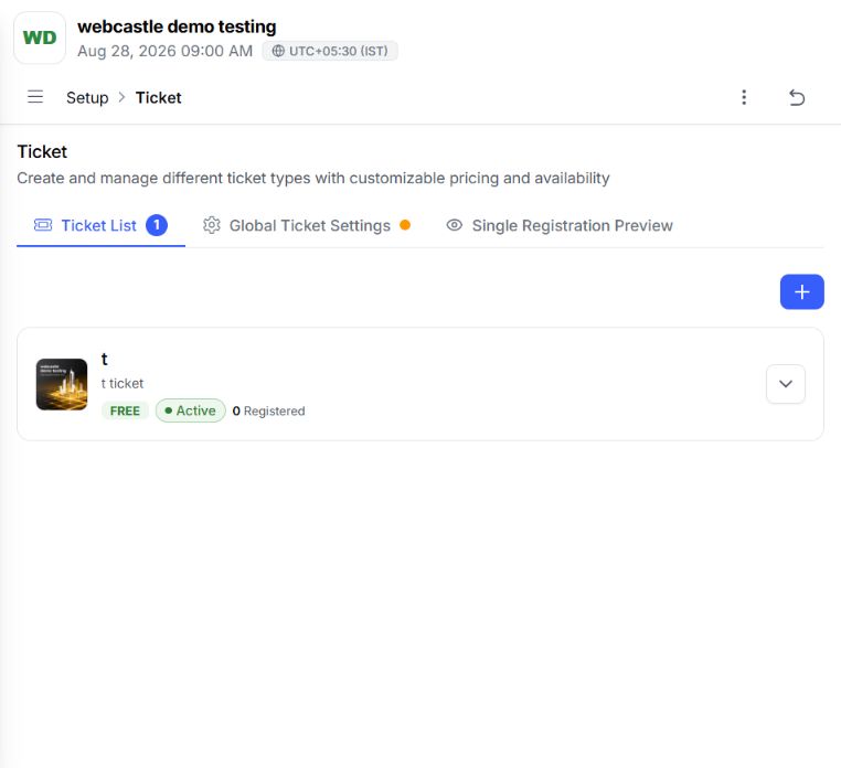 EventHex event ticket workspace used to configure audience access
