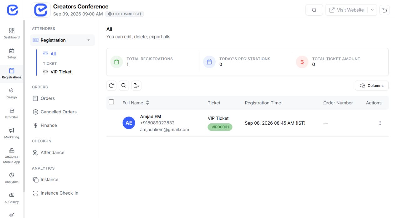 EventHex registered attendee directory used to find meeting participants