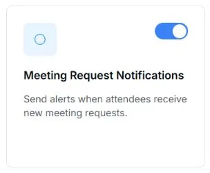 EventHex attendee-app notification settings with Meeting Request Notifications switched on