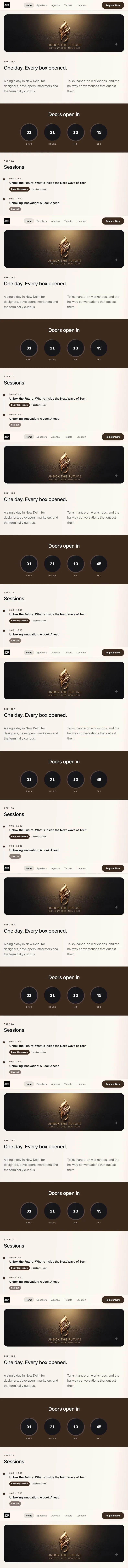 Public EventHex event website showing the featured exhibitor and sponsor directory section